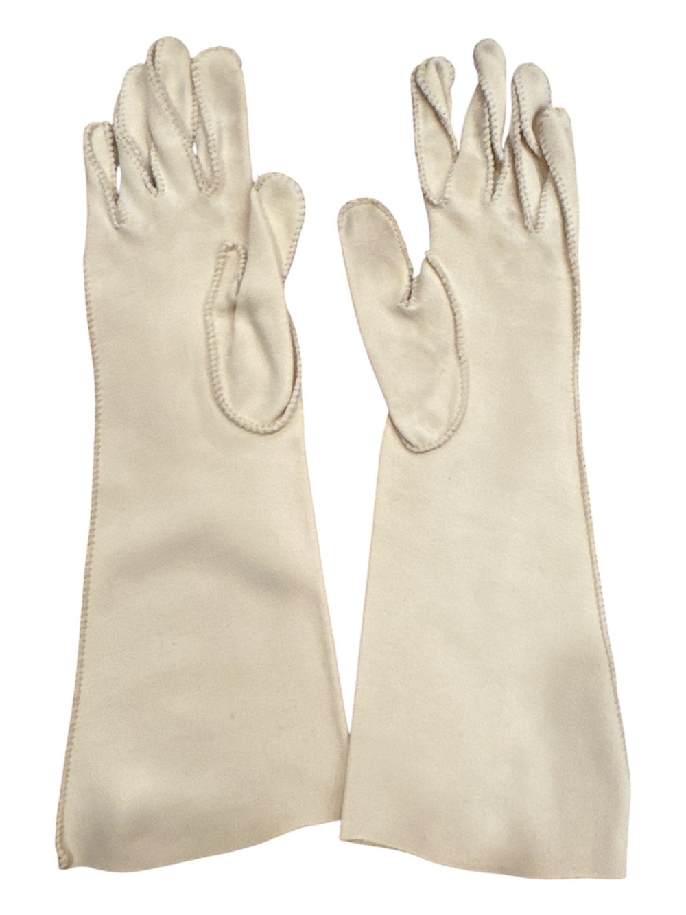 Vintage 1950s Crescendoe Mid-Length Gloves Size 6.5 cream Ivory Chamois 13”